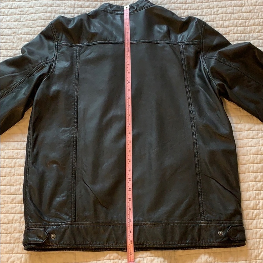 NEW. DKNY Men’s Black Leather Moto Jacket - Picture 6 of 8